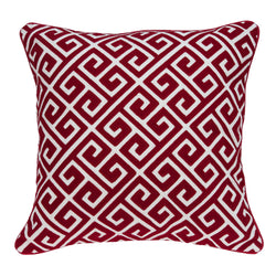 Parkland Collection Decorative Transitional Red and White Pillow Cover PILA11017C