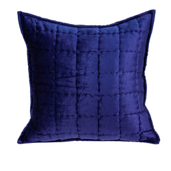 Parkland Collection Decorative Transitional Royal Blue Solid Quilted Pillow Cover PILE11171C