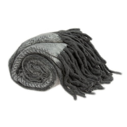 Nagar Transitional Grey Handloomed 52" x 67" Mohair Wool Throw